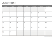 Calendrier aout 2010